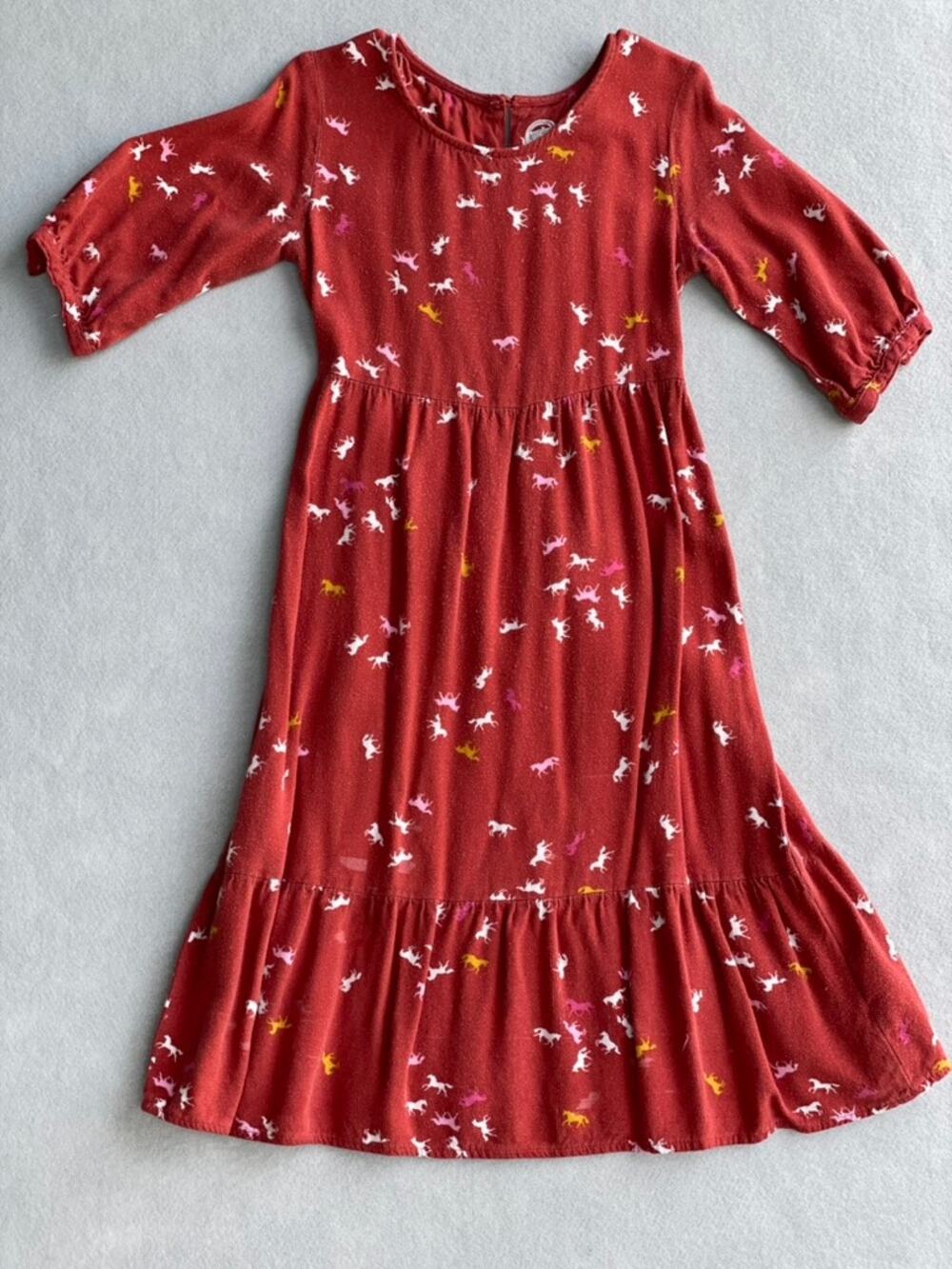 WONDER NATION GIRLS LONG SLEEVE HORSE PRINT DRESS - SIZE (6-6x) S/CH